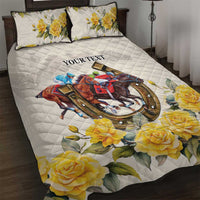 Melbourne Horse Racing Personalised Quilt Bed Set Australian Horse With Yellow Roses - Wonder Print Shop
