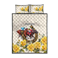 Melbourne Horse Racing Personalised Quilt Bed Set Australian Horse With Yellow Roses - Wonder Print Shop
