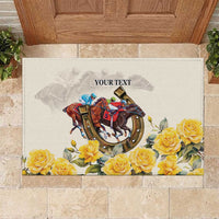 Melbourne Horse Racing Personalised Rubber Doormat Australian Horse With Yellow Roses - Wonder Print Shop