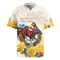 Melbourne Horse Racing Personalised Rugby Jersey Australian Horse With Yellow Roses - Wonder Print Shop