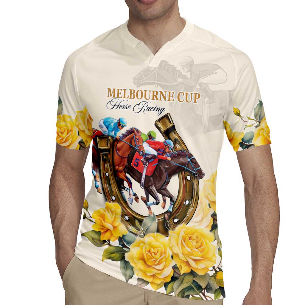 Melbourne Horse Racing Personalised Rugby Jersey Australian Horse With Yellow Roses - Wonder Print Shop