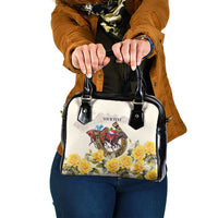 Melbourne Horse Racing Personalised Shoulder Handbag Australian Horse With Yellow Roses - Wonder Print Shop