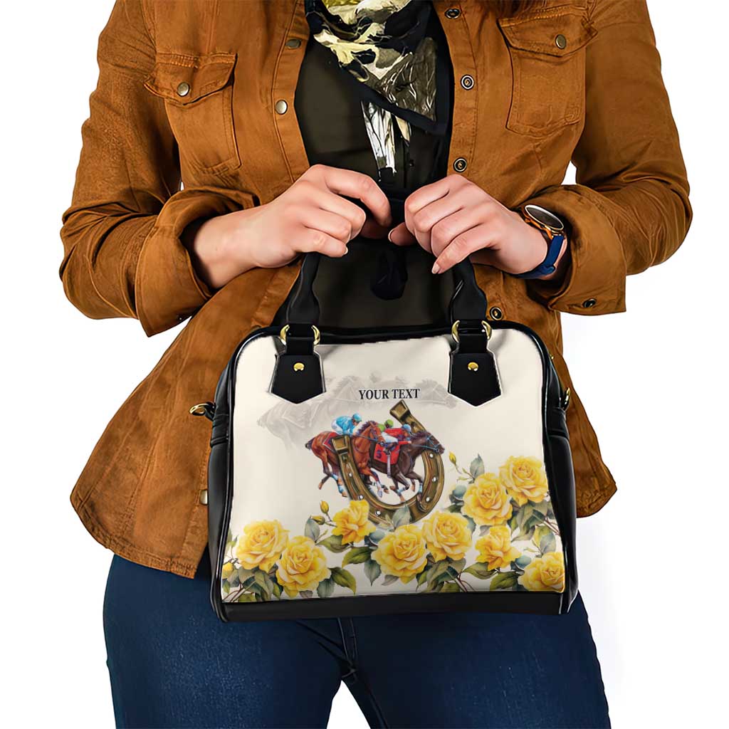 Melbourne Horse Racing Personalised Shoulder Handbag Australian Horse With Yellow Roses - Wonder Print Shop