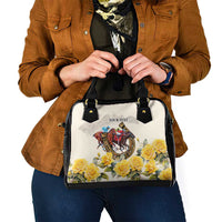 Melbourne Horse Racing Personalised Shoulder Handbag Australian Horse With Yellow Roses - Wonder Print Shop