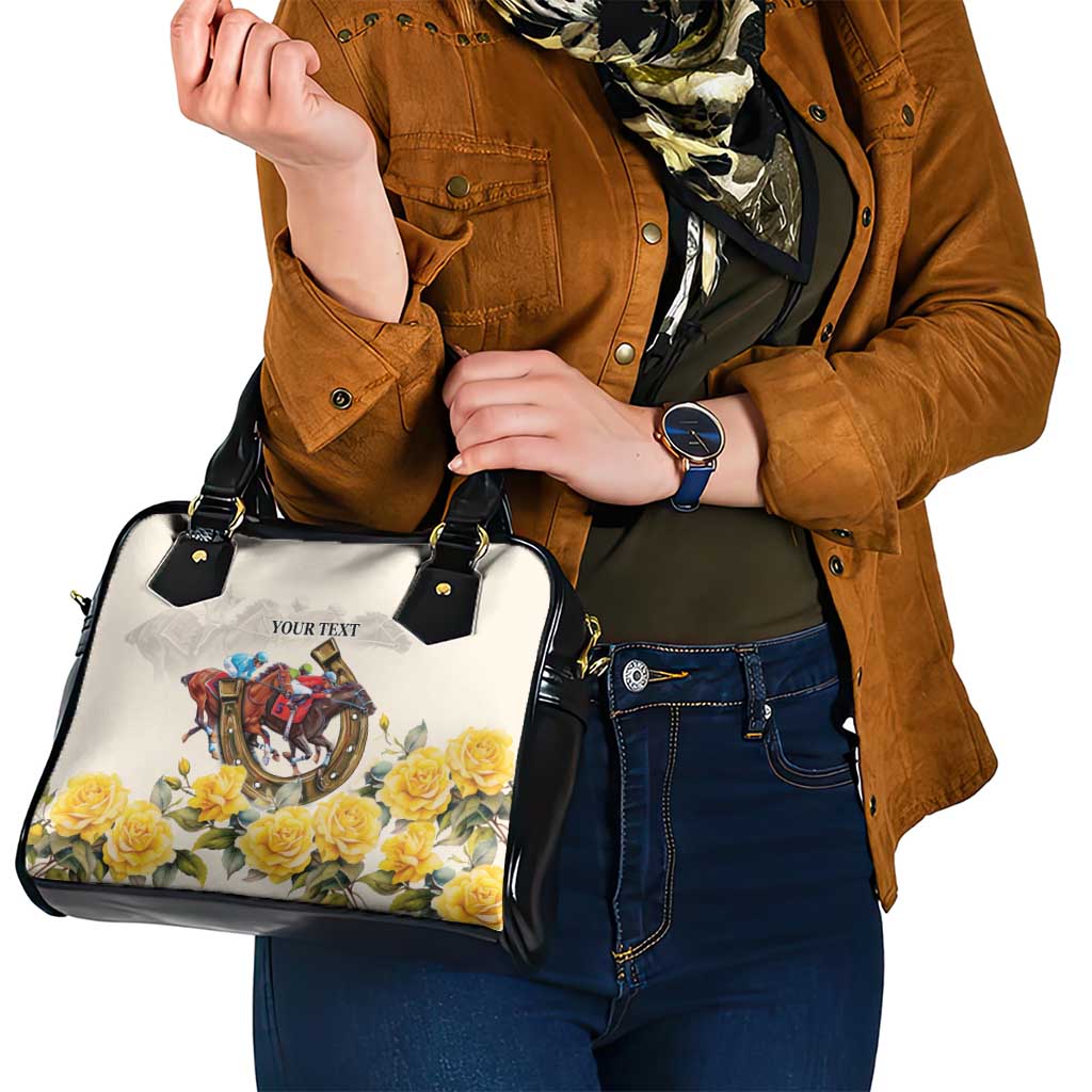 Melbourne Horse Racing Personalised Shoulder Handbag Australian Horse With Yellow Roses - Wonder Print Shop