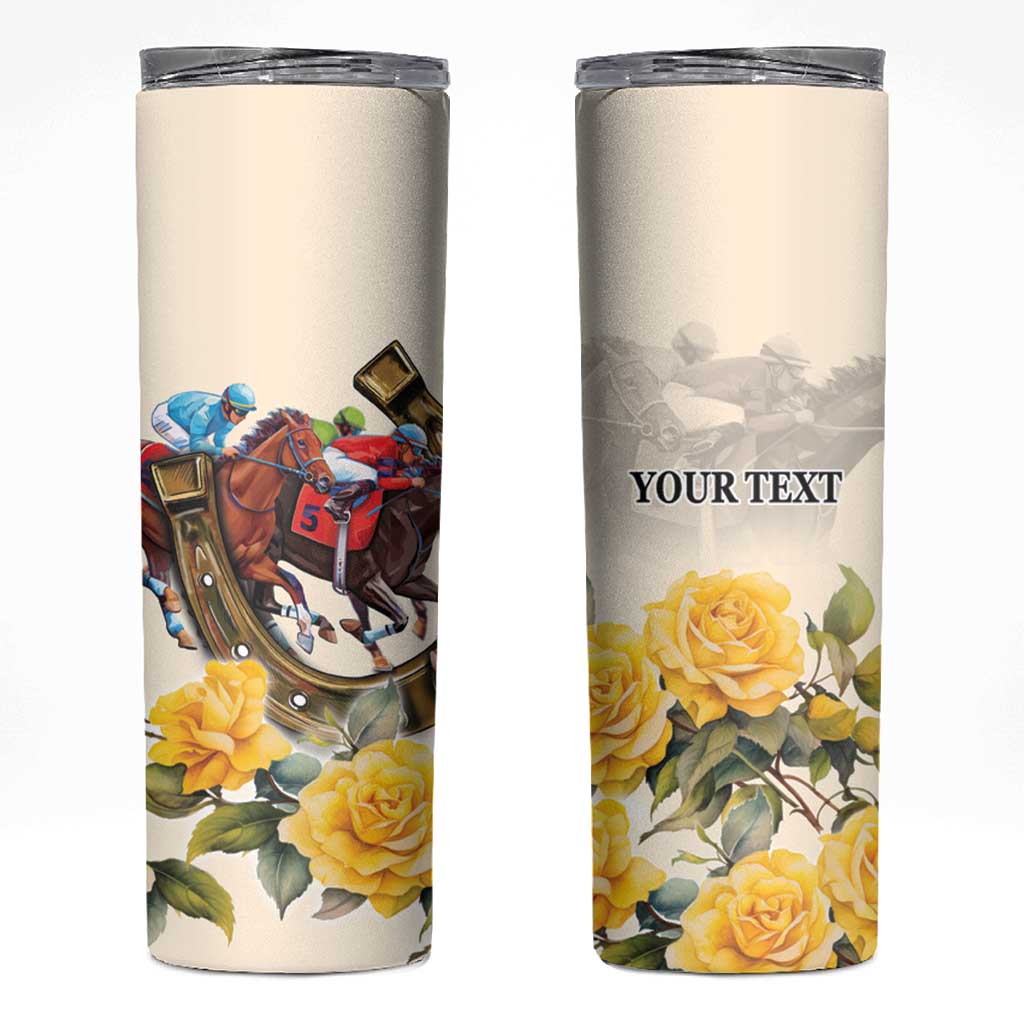Melbourne Horse Racing Personalised Skinny Tumbler Australian Horse With Yellow Roses - Wonder Print Shop