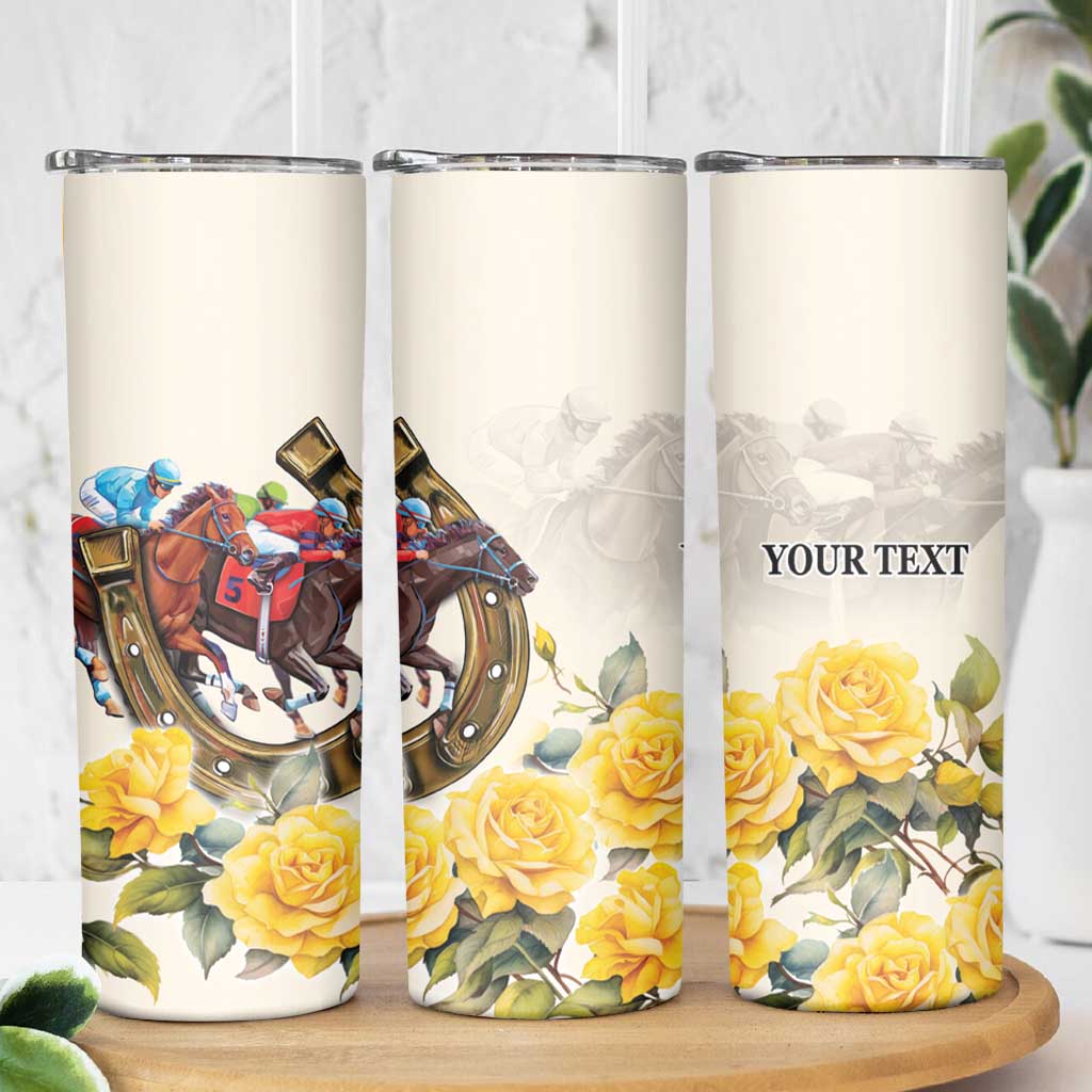 Melbourne Horse Racing Personalised Skinny Tumbler Australian Horse With Yellow Roses - Wonder Print Shop