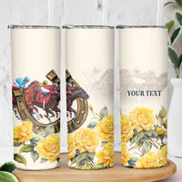 Melbourne Horse Racing Personalised Skinny Tumbler Australian Horse With Yellow Roses - Wonder Print Shop