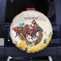 Melbourne Horse Racing Personalised Spare Tire Cover Australian Horse With Yellow Roses - Wonder Print Shop