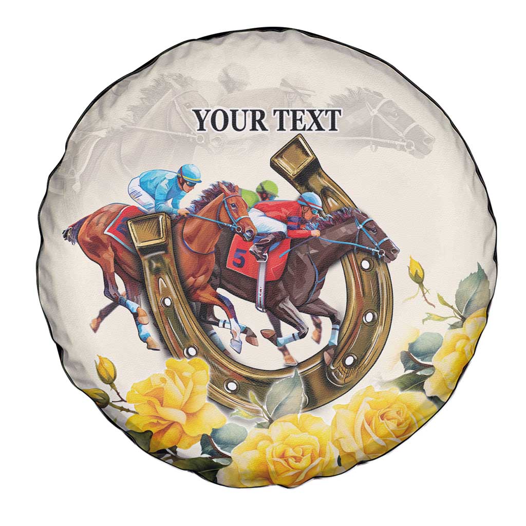 Melbourne Horse Racing Personalised Spare Tire Cover Australian Horse With Yellow Roses - Wonder Print Shop
