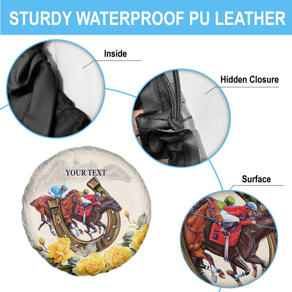 Melbourne Horse Racing Personalised Spare Tire Cover Australian Horse With Yellow Roses - Wonder Print Shop