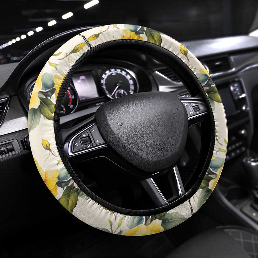 Melbourne Horse Racing Steering Wheel Cover Australian Horse With Yellow Roses - Wonder Print Shop