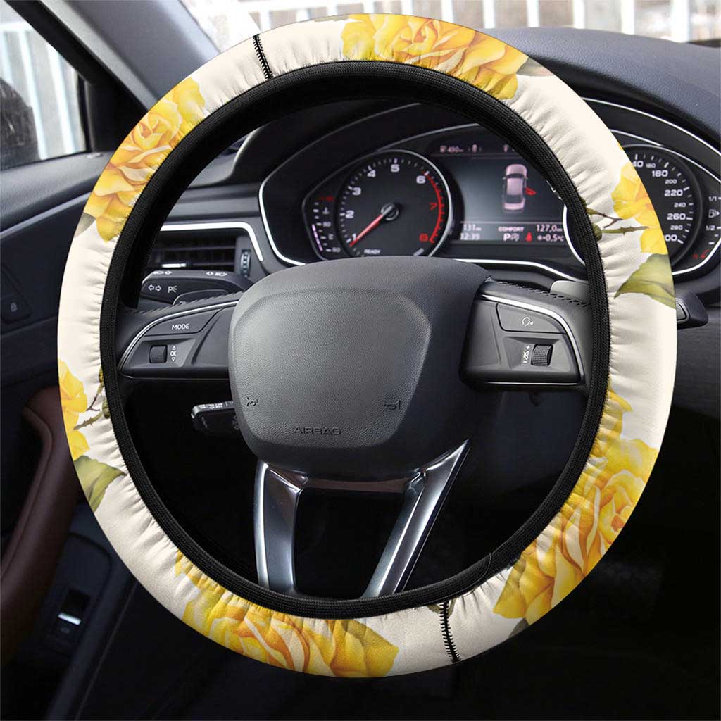 Melbourne Horse Racing Steering Wheel Cover Australian Horse With Yellow Roses - Wonder Print Shop