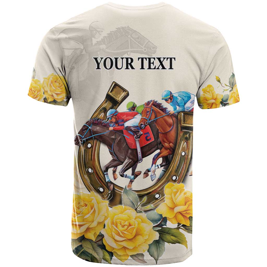 Melbourne Horse Racing Personalised T Shirt Australian Horse With Yellow Roses - Wonder Print Shop