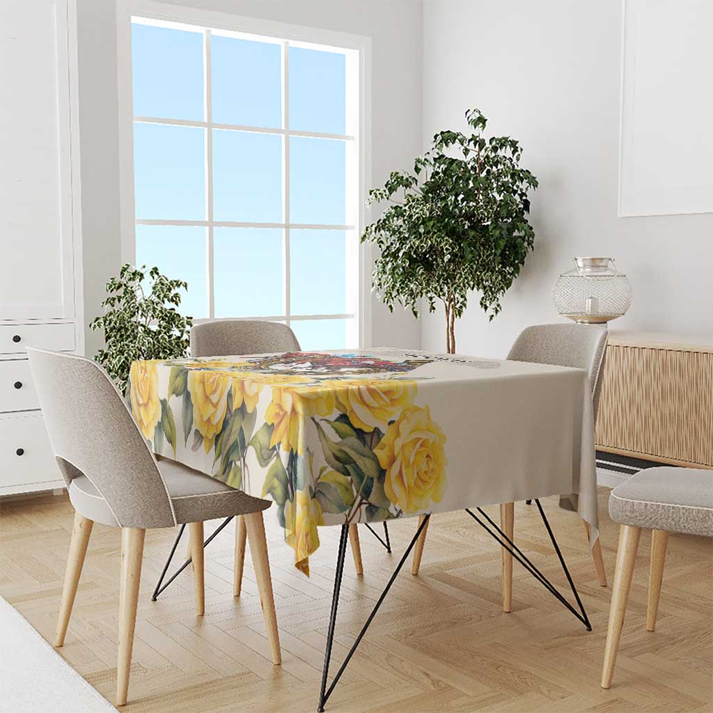 Melbourne Horse Racing Personalised Tablecloth Australian Horse With Yellow Roses - Wonder Print Shop