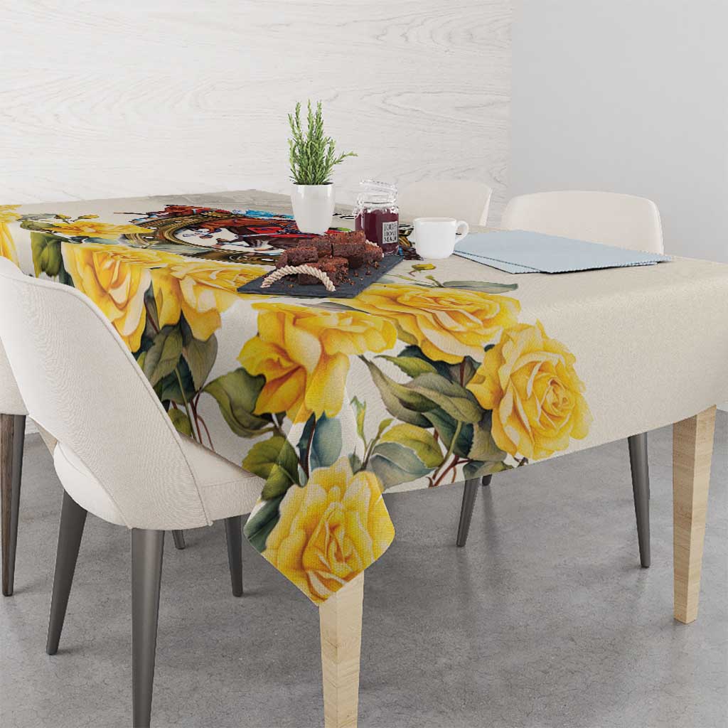 Melbourne Horse Racing Personalised Tablecloth Australian Horse With Yellow Roses - Wonder Print Shop
