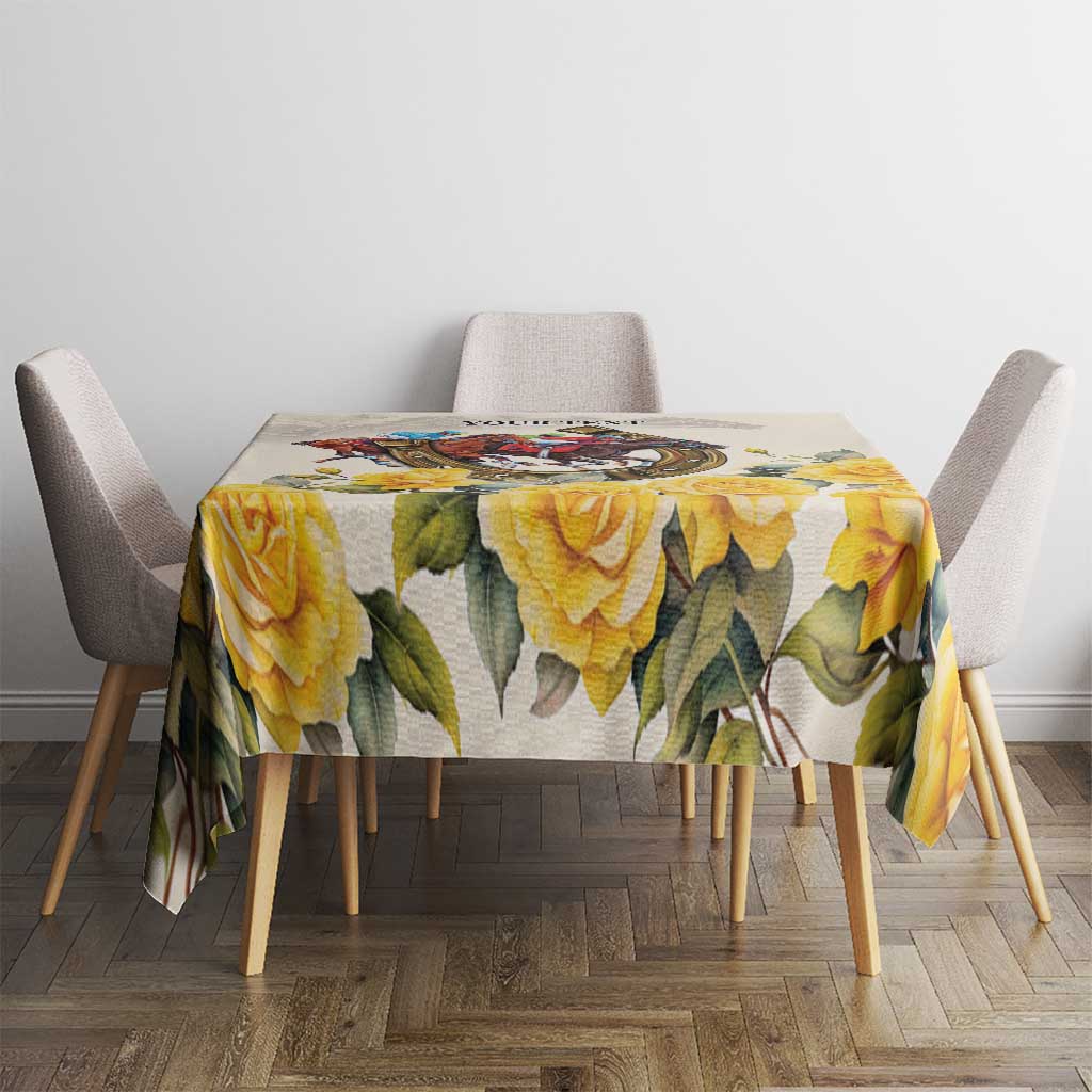Melbourne Horse Racing Personalised Tablecloth Australian Horse With Yellow Roses - Wonder Print Shop