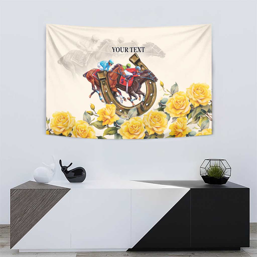 Melbourne Horse Racing Personalised Tapestry Australian Horse With Yellow Roses - Wonder Print Shop