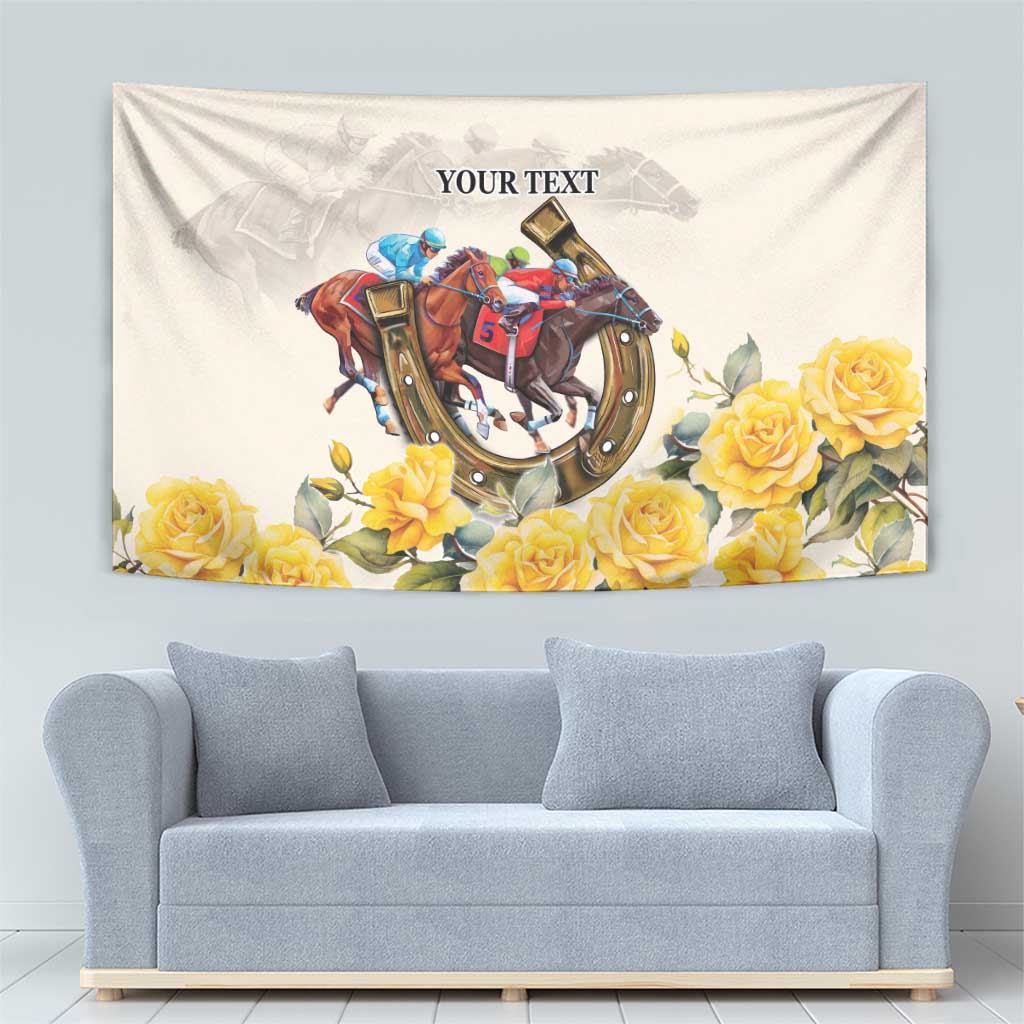 Melbourne Horse Racing Personalised Tapestry Australian Horse With Yellow Roses - Wonder Print Shop