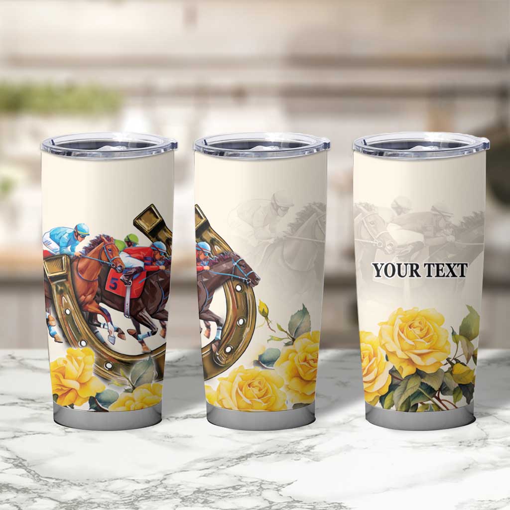 Melbourne Horse Racing Personalised Tumbler Cup Australian Horse With Yellow Roses - Wonder Print Shop