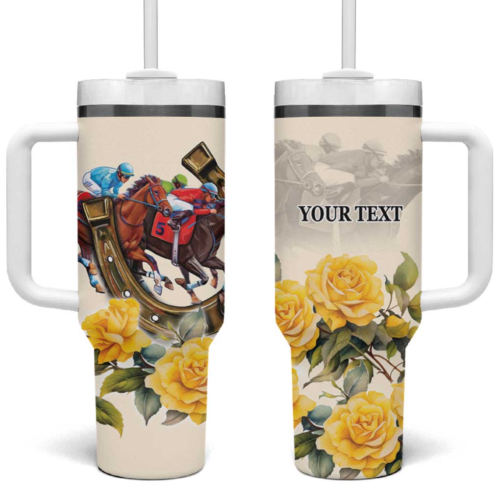 Melbourne Horse Racing Personalised Tumbler With Handle Australian Horse With Yellow Roses - Wonder Print Shop