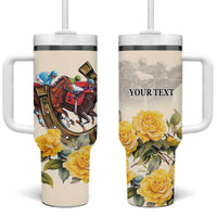 Melbourne Horse Racing Personalised Tumbler With Handle Australian Horse With Yellow Roses - Wonder Print Shop