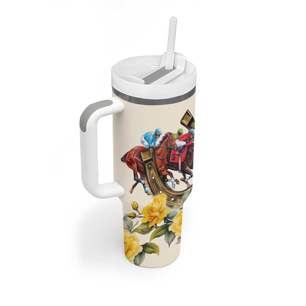 Melbourne Horse Racing Personalised Tumbler With Handle Australian Horse With Yellow Roses - Wonder Print Shop