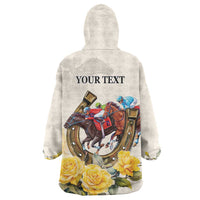 Melbourne Horse Racing Personalised Wearable Blanket Hoodie Australian Horse With Yellow Roses - Wonder Print Shop