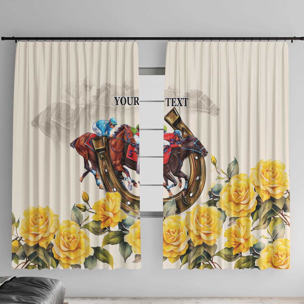 Melbourne Horse Racing Personalised Window Curtain Australian Horse With Yellow Roses - Wonder Print Shop