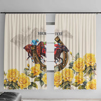 Melbourne Horse Racing Personalised Window Curtain Australian Horse With Yellow Roses - Wonder Print Shop