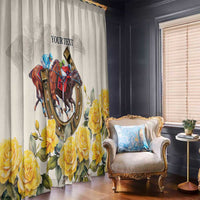Melbourne Horse Racing Personalised Window Curtain Australian Horse With Yellow Roses - Wonder Print Shop