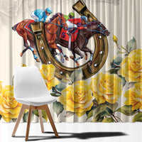 Melbourne Horse Racing Personalised Window Curtain Australian Horse With Yellow Roses - Wonder Print Shop