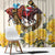 Melbourne Horse Racing Personalised Window Curtain Australian Horse With Yellow Roses - Wonder Print Shop