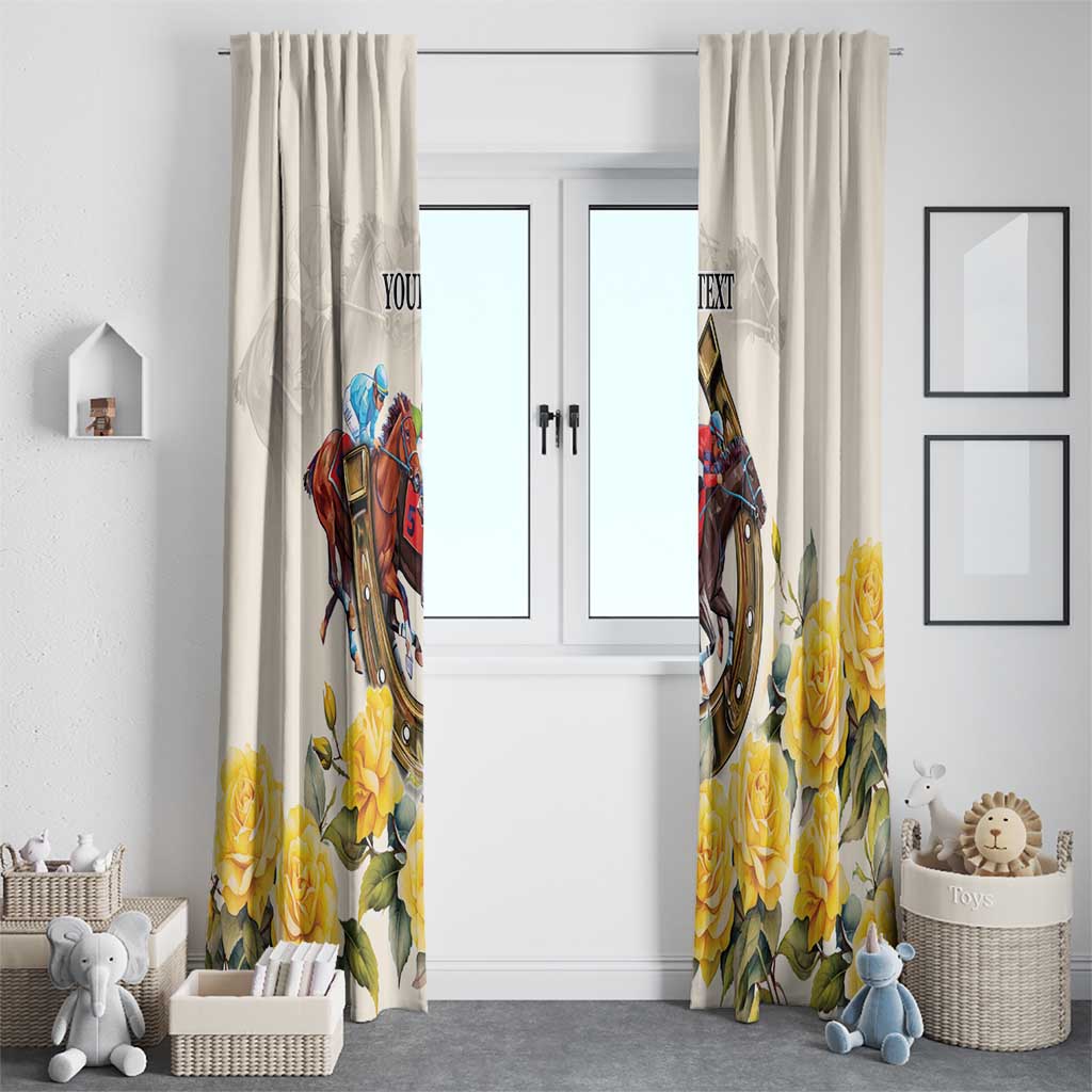 Melbourne Horse Racing Personalised Window Curtain Australian Horse With Yellow Roses - Wonder Print Shop
