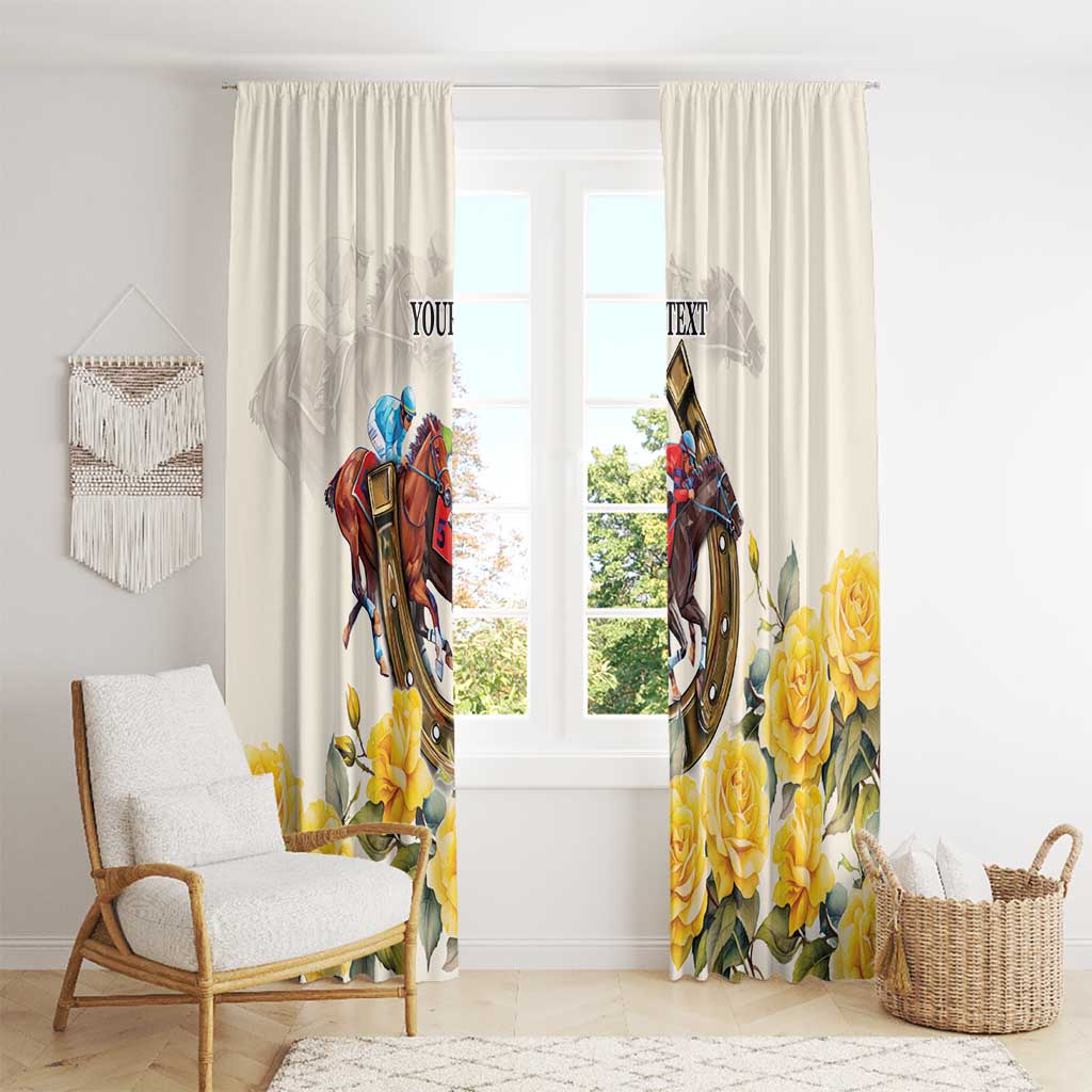 Melbourne Horse Racing Personalised Window Curtain Australian Horse With Yellow Roses - Wonder Print Shop