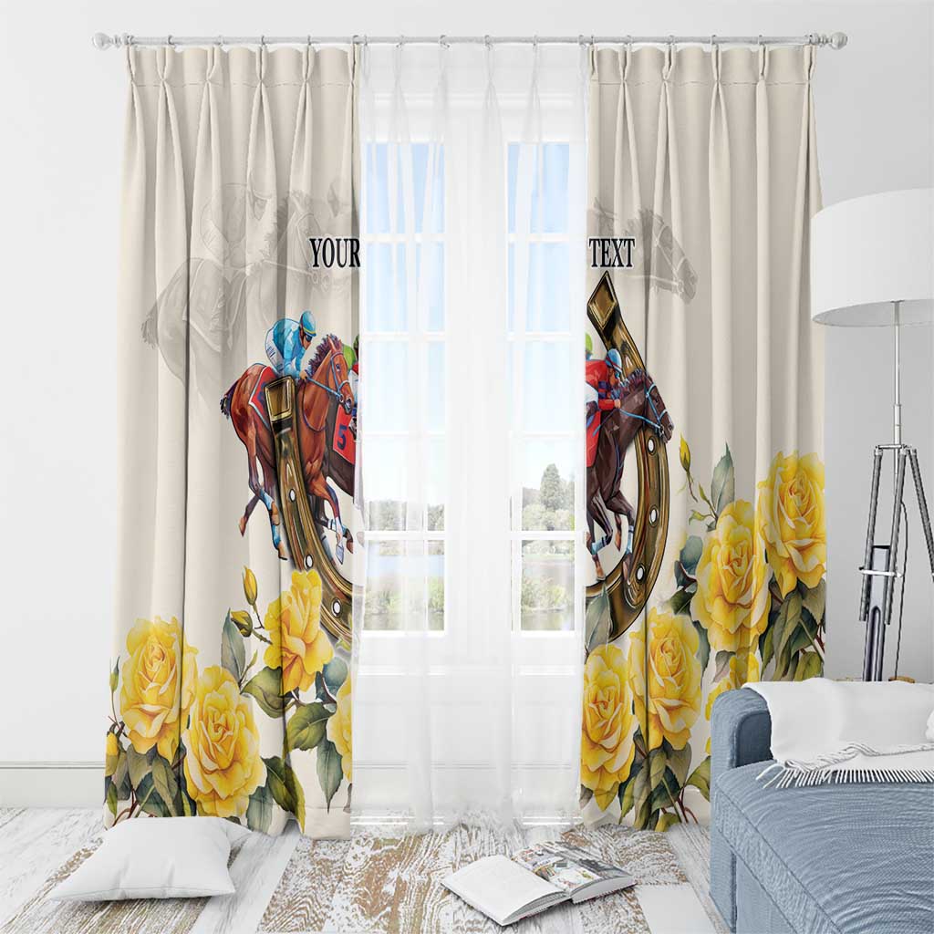 Melbourne Horse Racing Personalised Window Curtain Australian Horse With Yellow Roses - Wonder Print Shop
