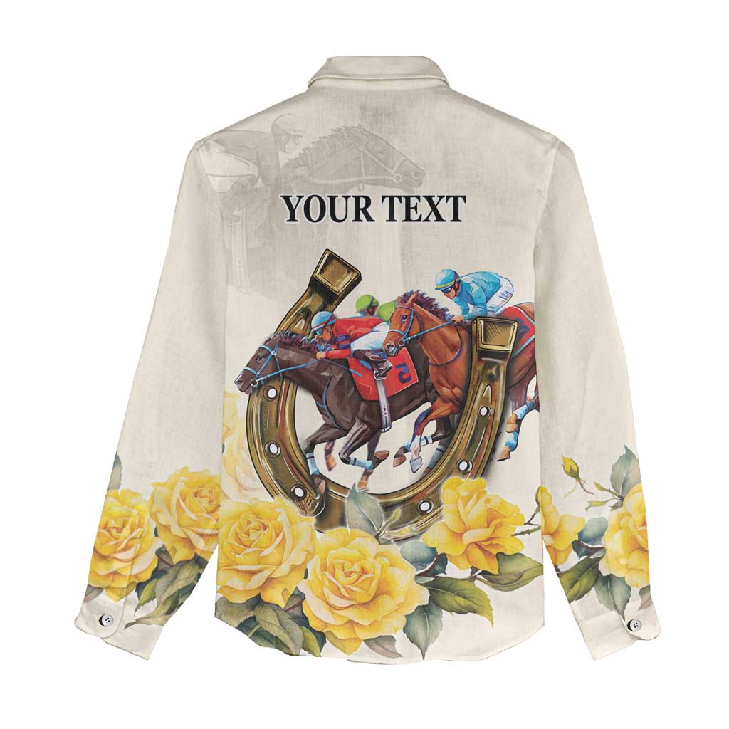 Melbourne Horse Racing Personalised Women Casual Shirt Australian Horse With Yellow Roses - Wonder Print Shop