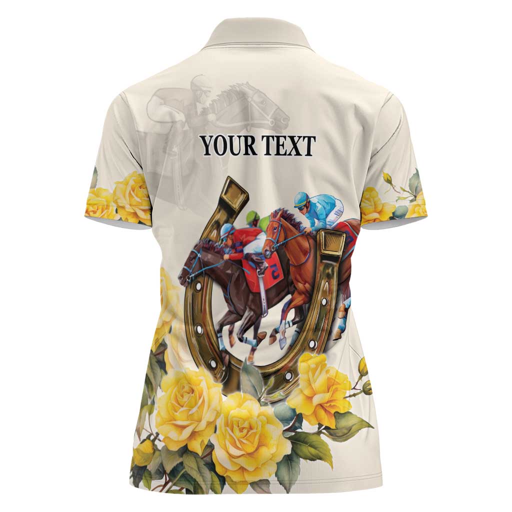 Melbourne Horse Racing Personalised Women Polo Shirt Australian Horse With Yellow Roses - Wonder Print Shop
