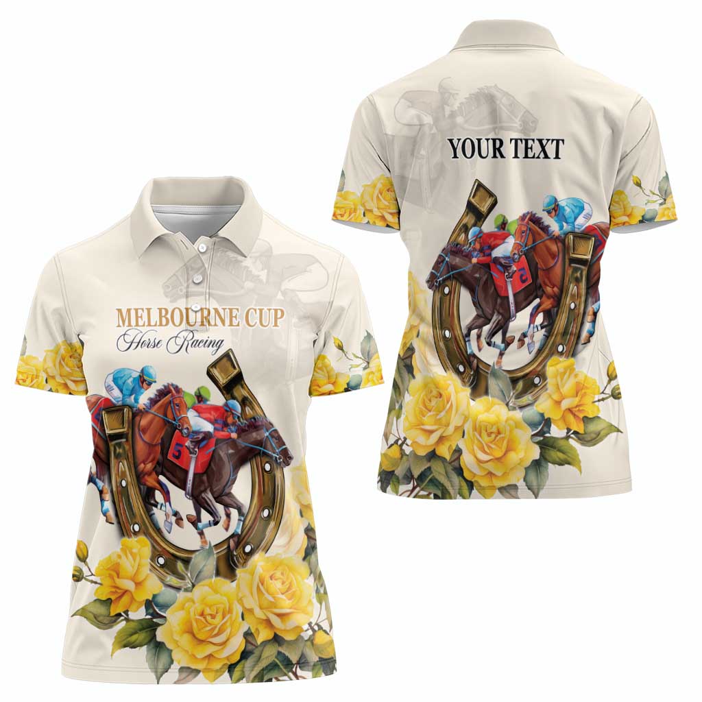 Melbourne Horse Racing Personalised Women Polo Shirt Australian Horse With Yellow Roses - Wonder Print Shop
