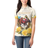 Melbourne Horse Racing Personalised Women Polo Shirt Australian Horse With Yellow Roses - Wonder Print Shop