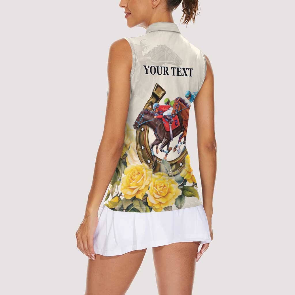 Melbourne Horse Racing Personalised Women Sleeveless Polo Shirt Australian Horse With Yellow Roses - Wonder Print Shop
