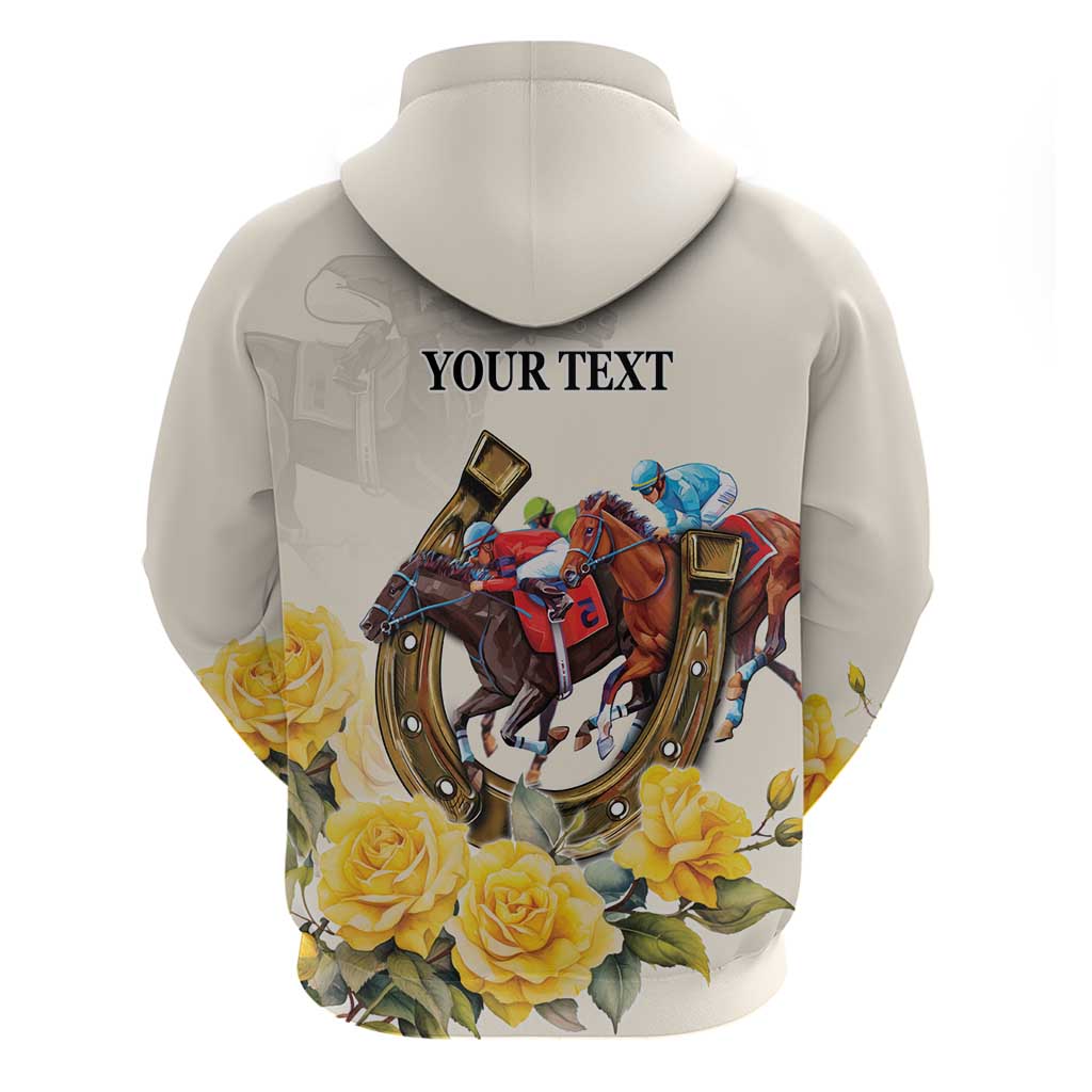 Melbourne Horse Racing Personalised Zip Hoodie Australian Horse With Yellow Roses - Wonder Print Shop