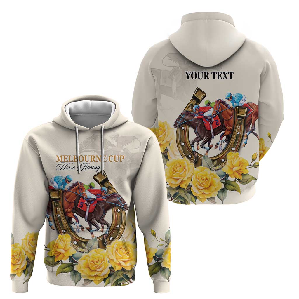 Melbourne Horse Racing Personalised Zip Hoodie Australian Horse With Yellow Roses - Wonder Print Shop