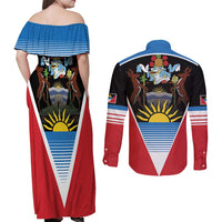 Antigua and Barbuda 1981 Couples Matching Off Shoulder Maxi Dress and Long Sleeve Button Shirt Each Endeavouring All Achieving LT9 - Wonder Print Shop