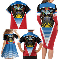 Antigua and Barbuda 1981 Family Matching Long Sleeve Bodycon Dress and Hawaiian Shirt Each Endeavouring All Achieving LT9 - Wonder Print Shop