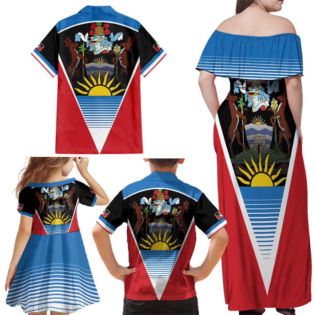 Antigua and Barbuda 1981 Family Matching Off Shoulder Maxi Dress and Hawaiian Shirt Each Endeavouring All Achieving LT9 - Wonder Print Shop