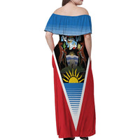 Antigua and Barbuda 1981 Family Matching Off Shoulder Maxi Dress and Hawaiian Shirt Each Endeavouring All Achieving LT9 - Wonder Print Shop