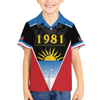 Antigua and Barbuda 1981 Family Matching Short Sleeve Bodycon Dress and Hawaiian Shirt Each Endeavouring All Achieving - Wonder Print Shop