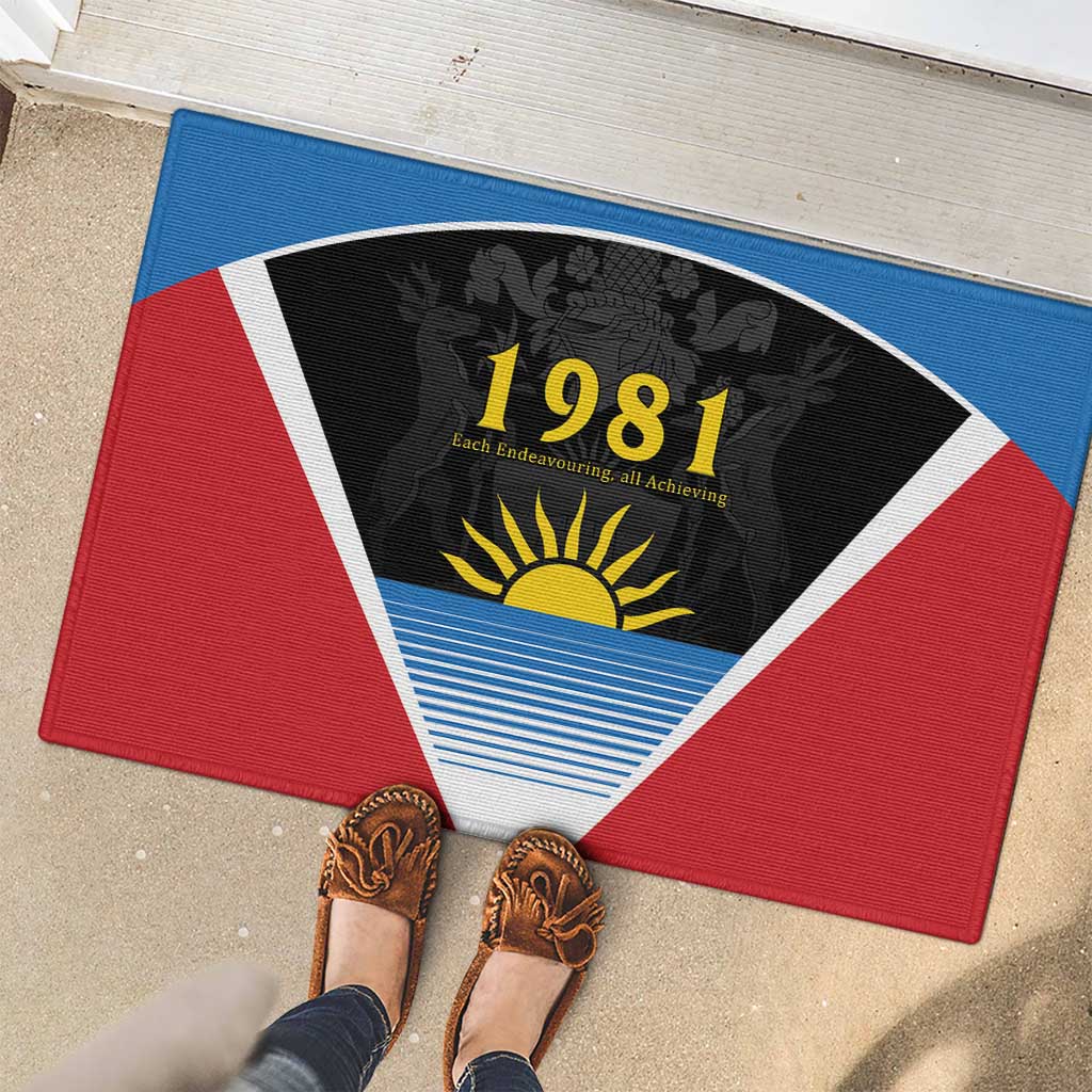 Antigua and Barbuda 1981 Rubber Doormat Each Endeavouring All Achieving - Wonder Print Shop