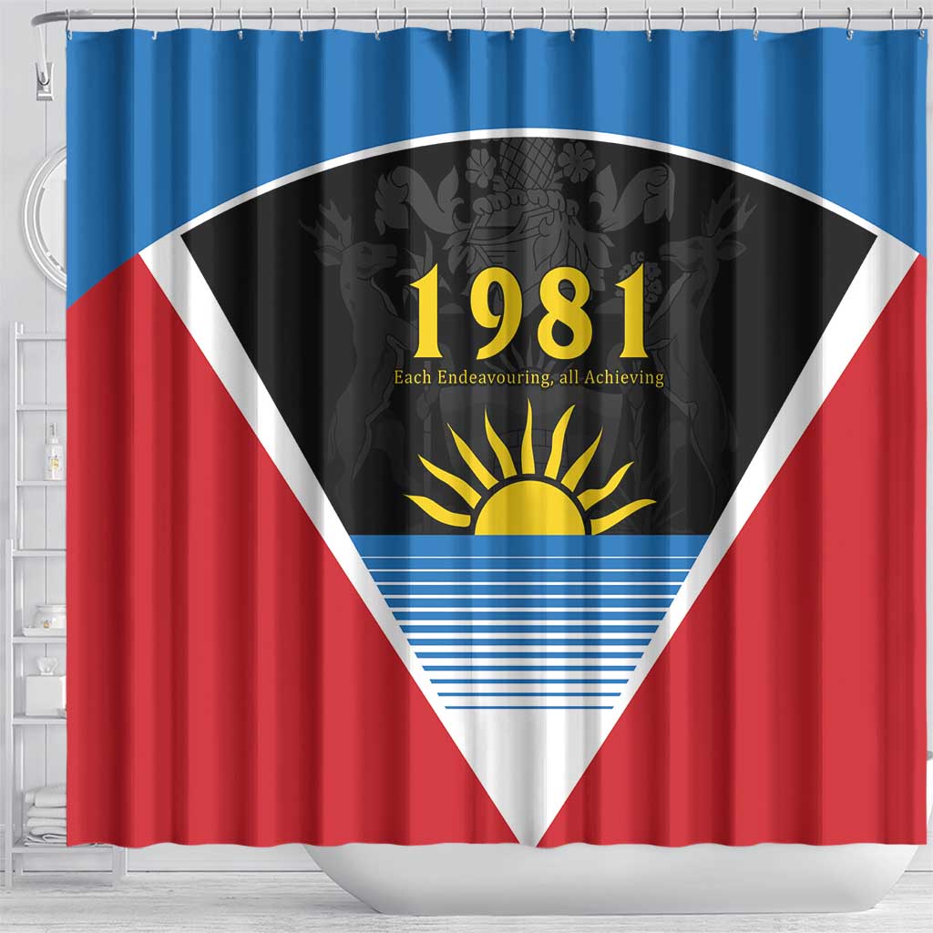 Antigua and Barbuda 1981 Shower Curtain Each Endeavouring All Achieving